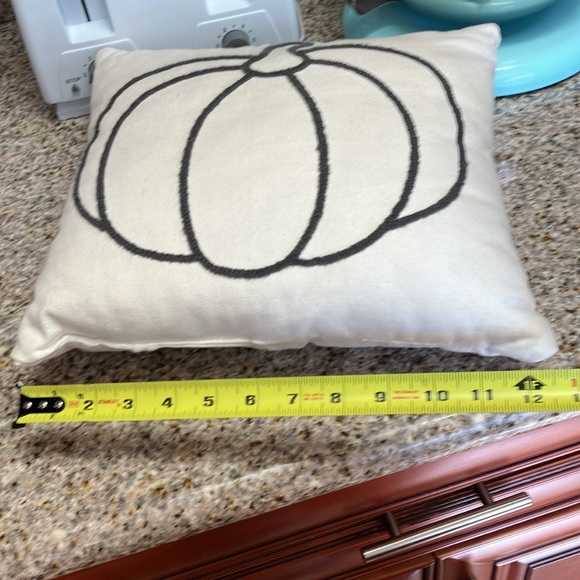 Fall pumpkin cream/gray cushion 12x12 inches - Picture 2 of 3
